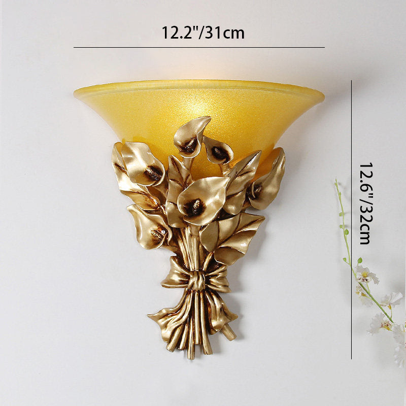 Resin Glass Hardware Flower Wall Lamp