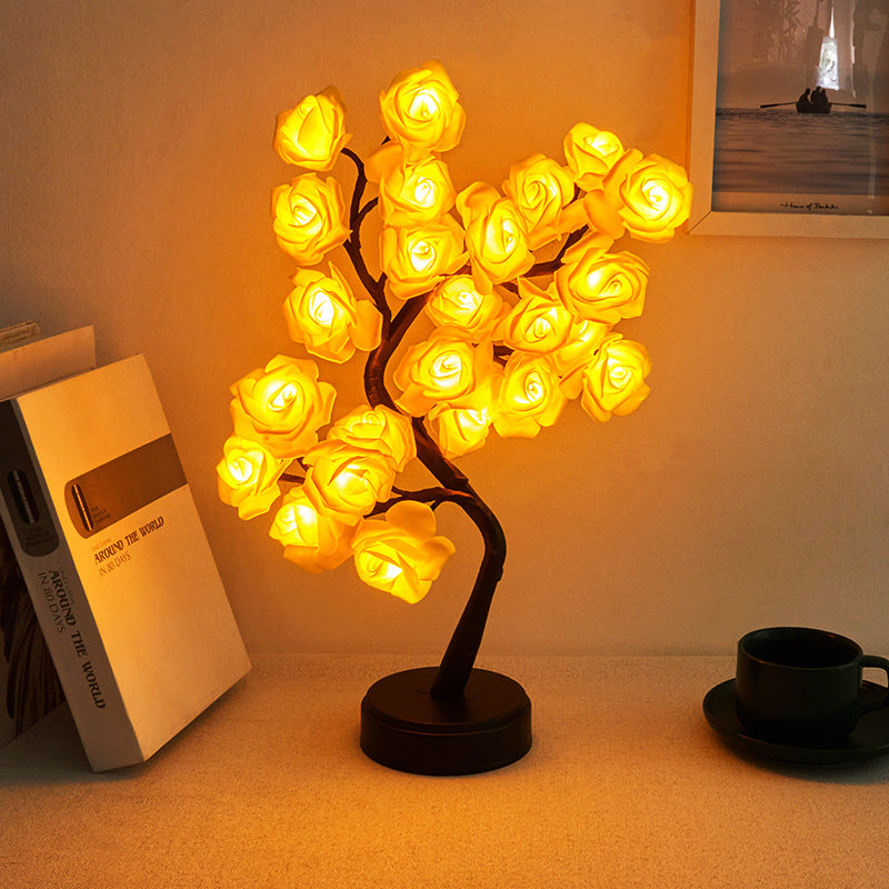 Rose Tree Branch Maple Table Lamp
