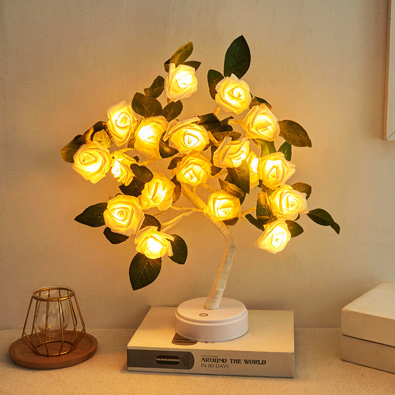 Battery Rose Tree Branch Table Lamp