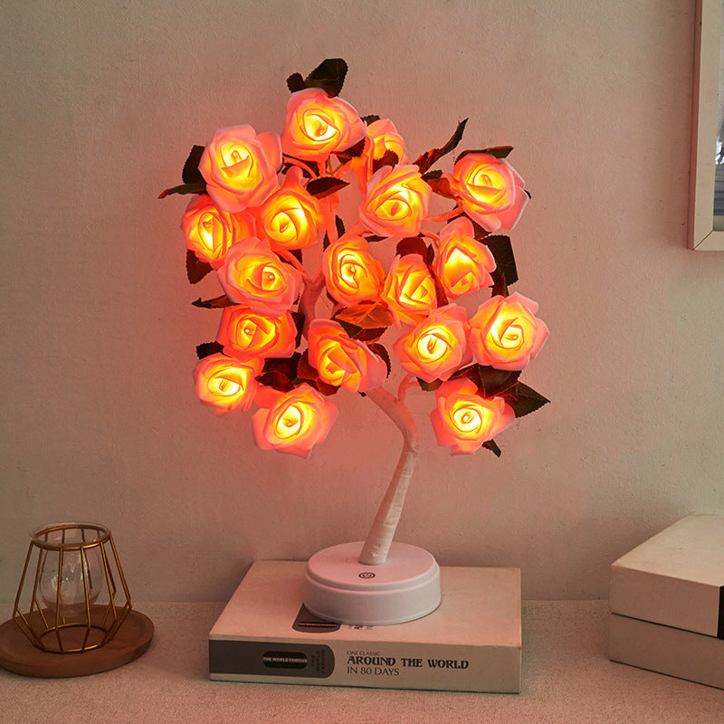 Battery Rose Tree Branch Table Lamp