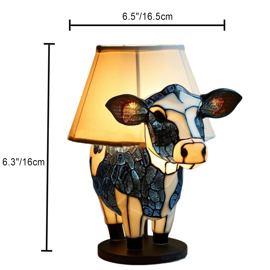 Resin Fabric Cow Bedroom Table Lamp