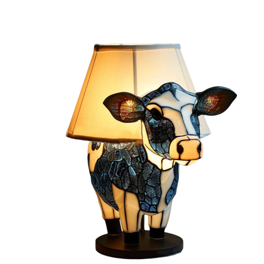 Resin Fabric Cow Bedroom Table Lamp