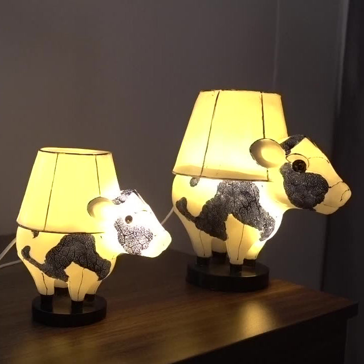 Resin Fabric Cow Bedroom Table Lamp
