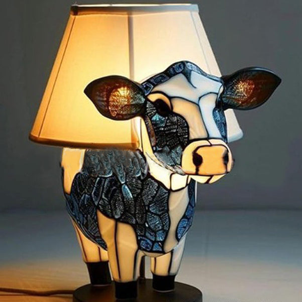 Resin Fabric Cow Bedroom Table Lamp