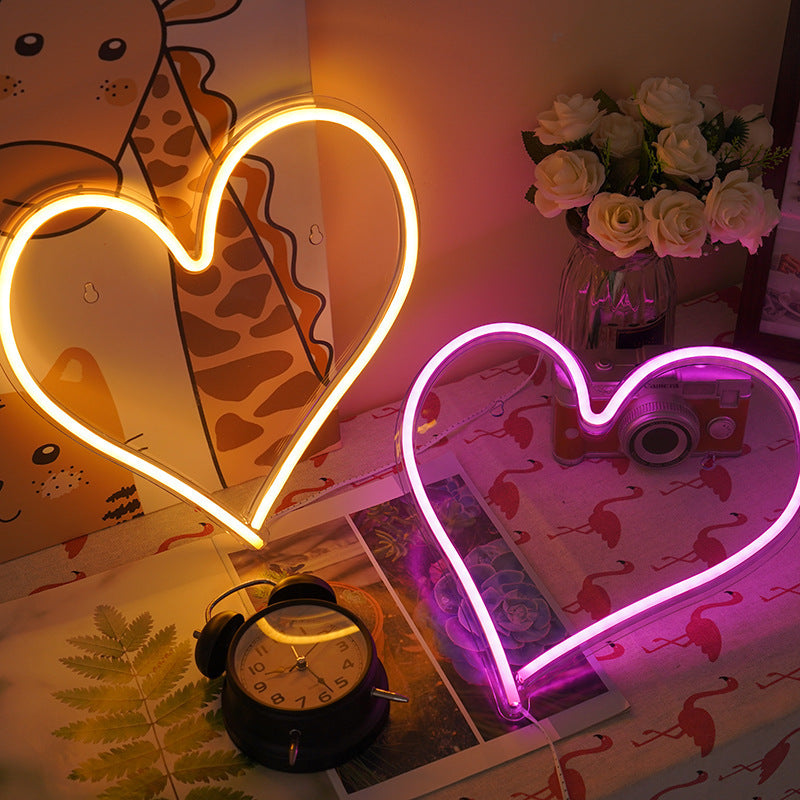 Acrylic Heart Love Neon Table Lamp