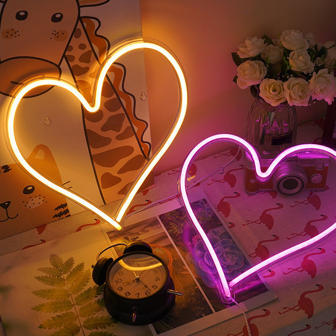 Acrylic Heart Love Neon Table Lamp