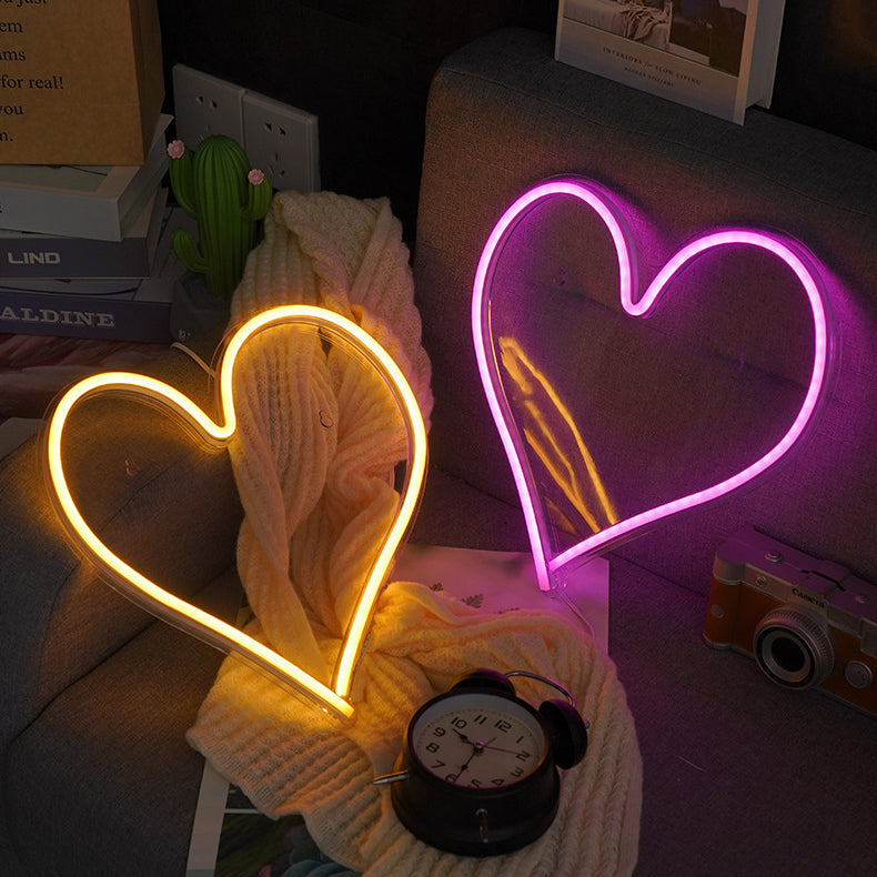 Acrylic Heart Love Neon Table Lamp