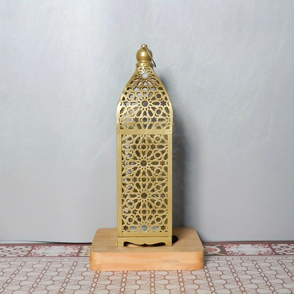 Battery Iron Hollowed Lantern Table Lamp