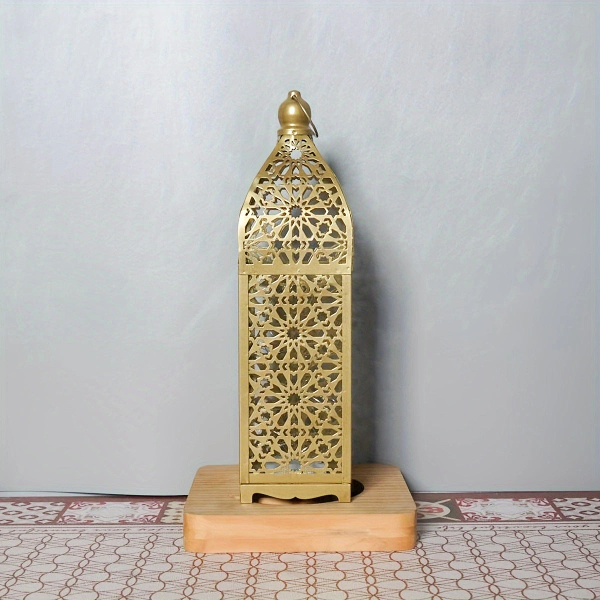 Battery Iron Hollowed Lantern Table Lamp