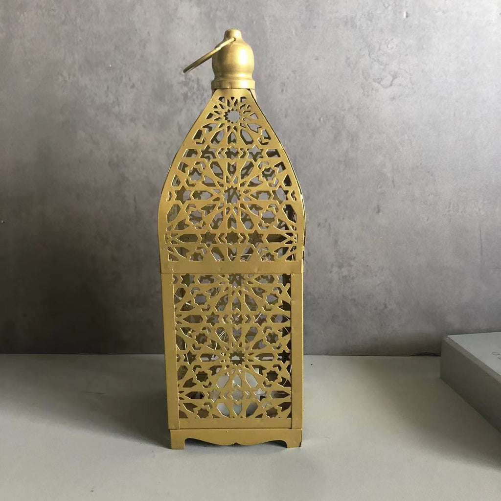 Battery Iron Hollowed Lantern Table Lamp