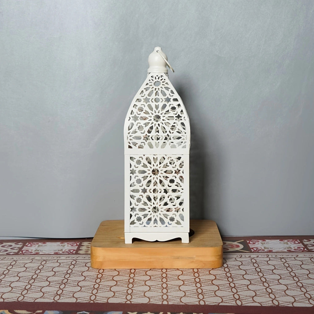 Battery Iron Hollowed Lantern Table Lamp