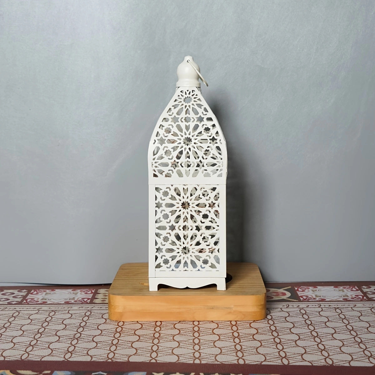 Battery Iron Hollowed Lantern Table Lamp