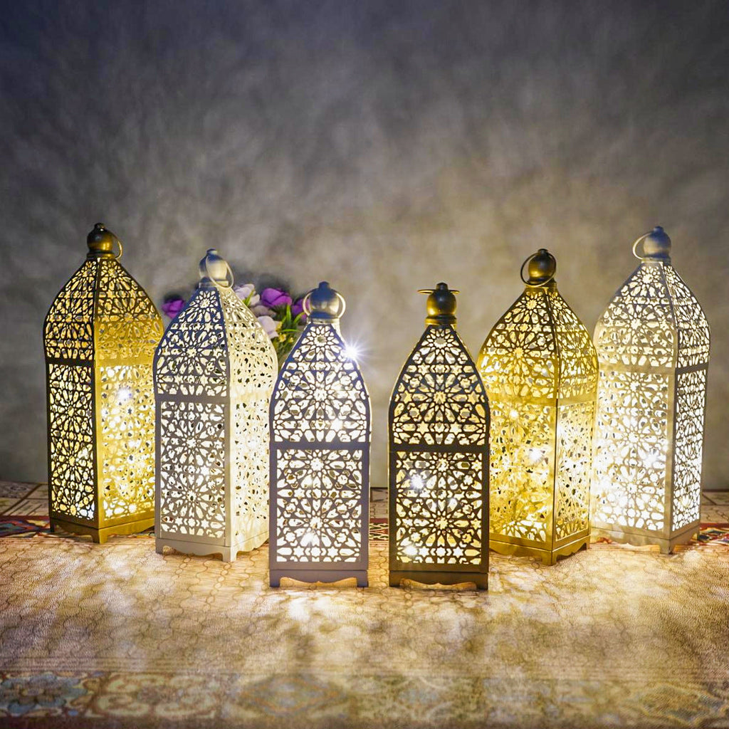 Battery Iron Hollowed Lantern Table Lamp