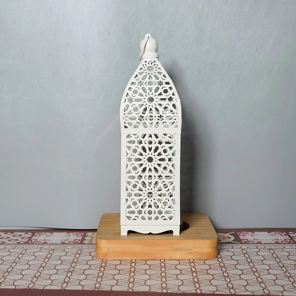 Battery Iron Hollowed Lantern Table Lamp