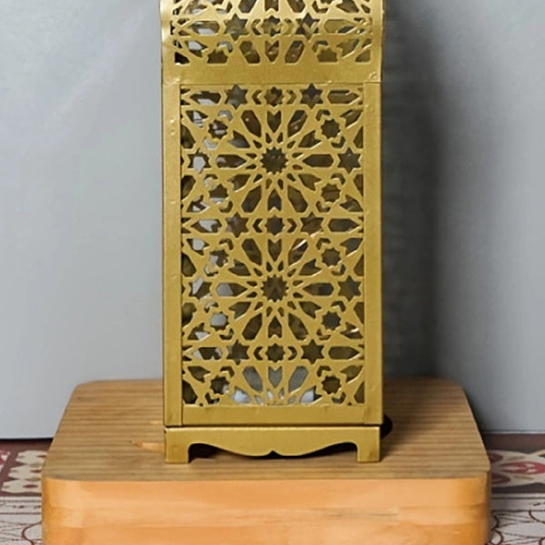 Battery Iron Hollowed Lantern Table Lamp