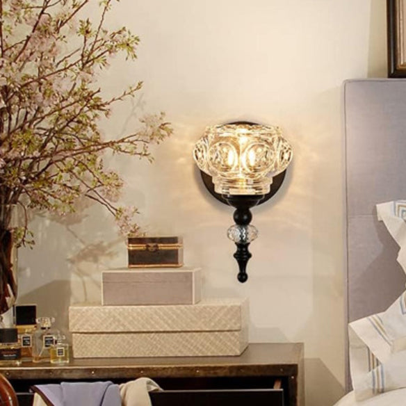 Iron Glass Round Petal 3-Light Wall Lamp
