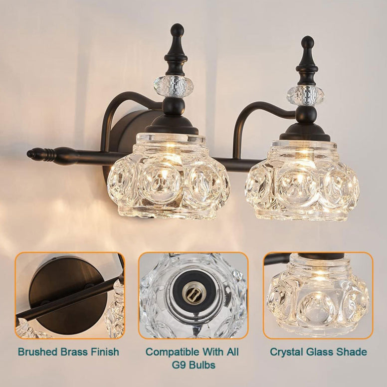 Iron Glass Round Petal 3-Light Wall Lamp