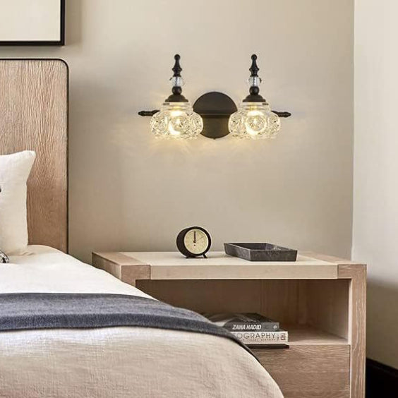 Iron Glass Round Petal 3-Light Wall Lamp