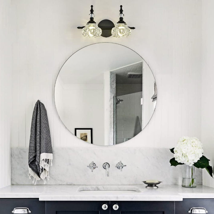 Iron Glass Round Petal 3-Light Wall Lamp