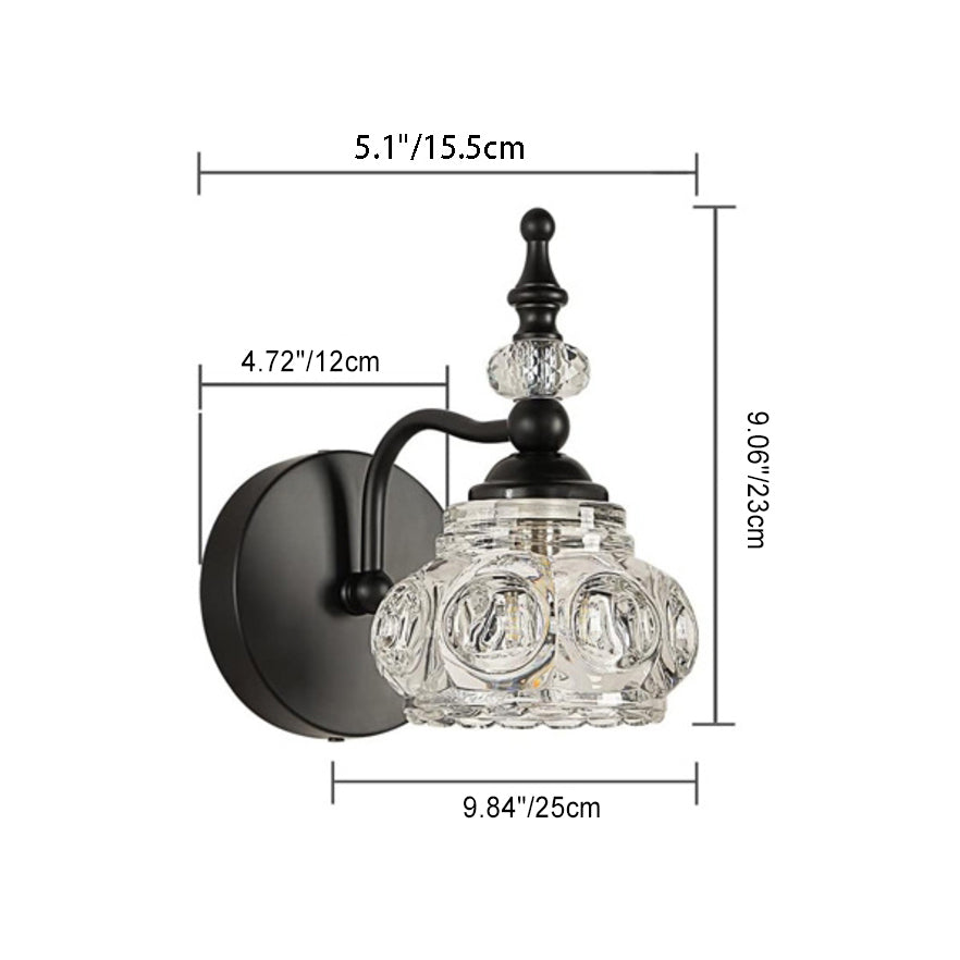 Iron Glass Round Petal 3-Light Wall Lamp