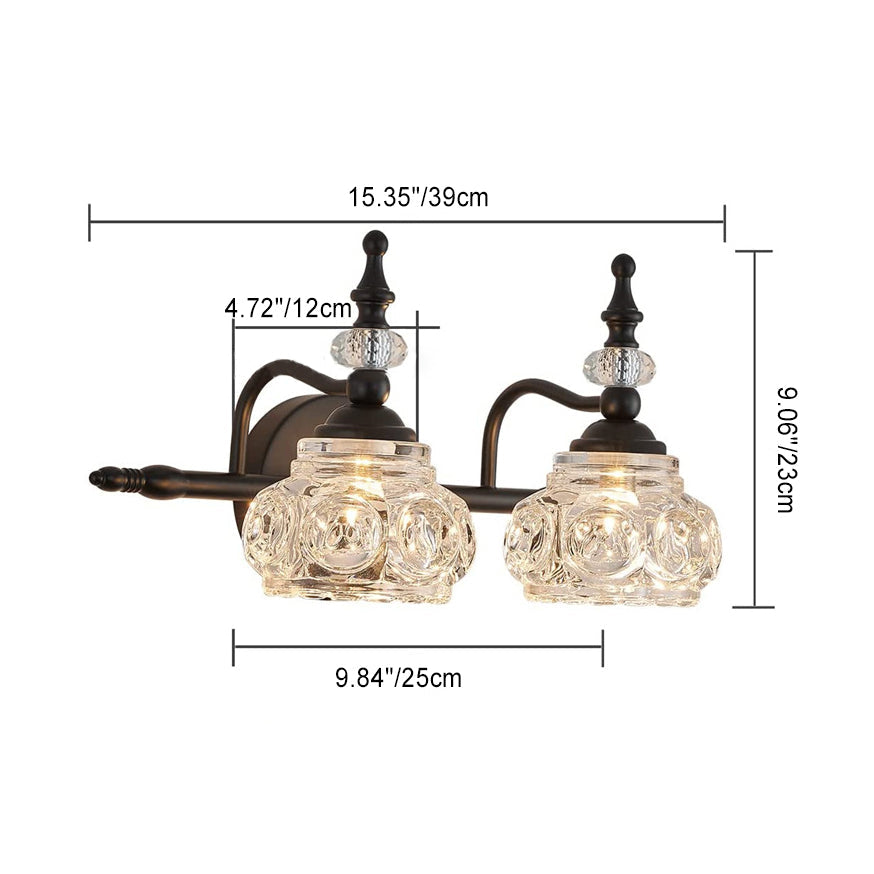 Iron Glass Round Petal 3-Light Wall Lamp
