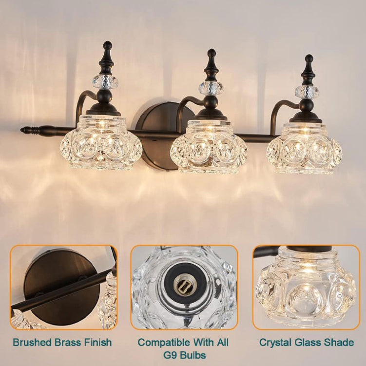 Iron Glass Round Petal 3-Light Wall Lamp