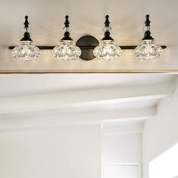 Iron Glass Round Petal 3-Light Wall Lamp