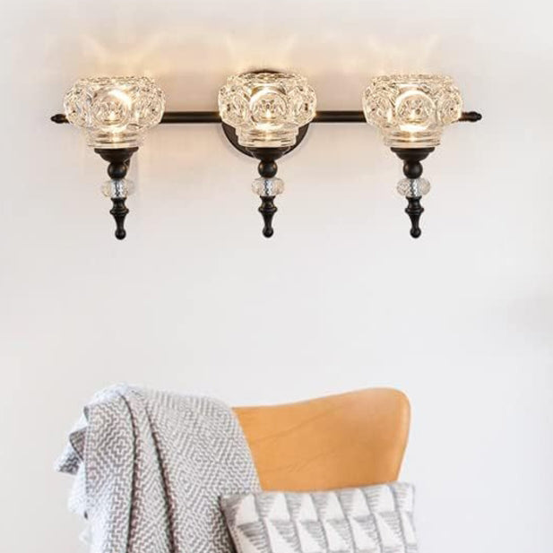 Iron Glass Round Petal 3-Light Wall Lamp