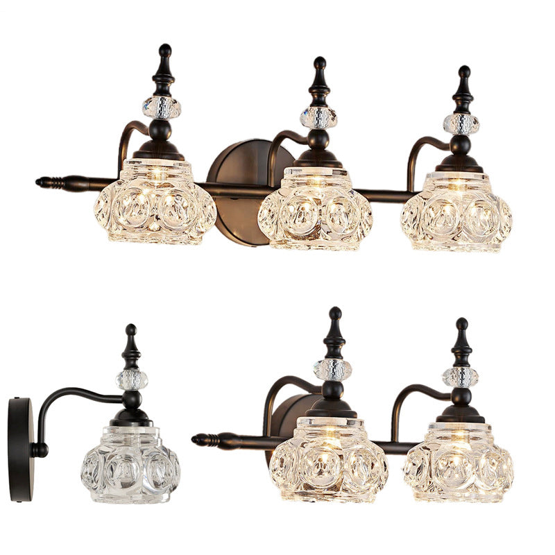 Iron Glass Round Petal 3-Light Wall Lamp