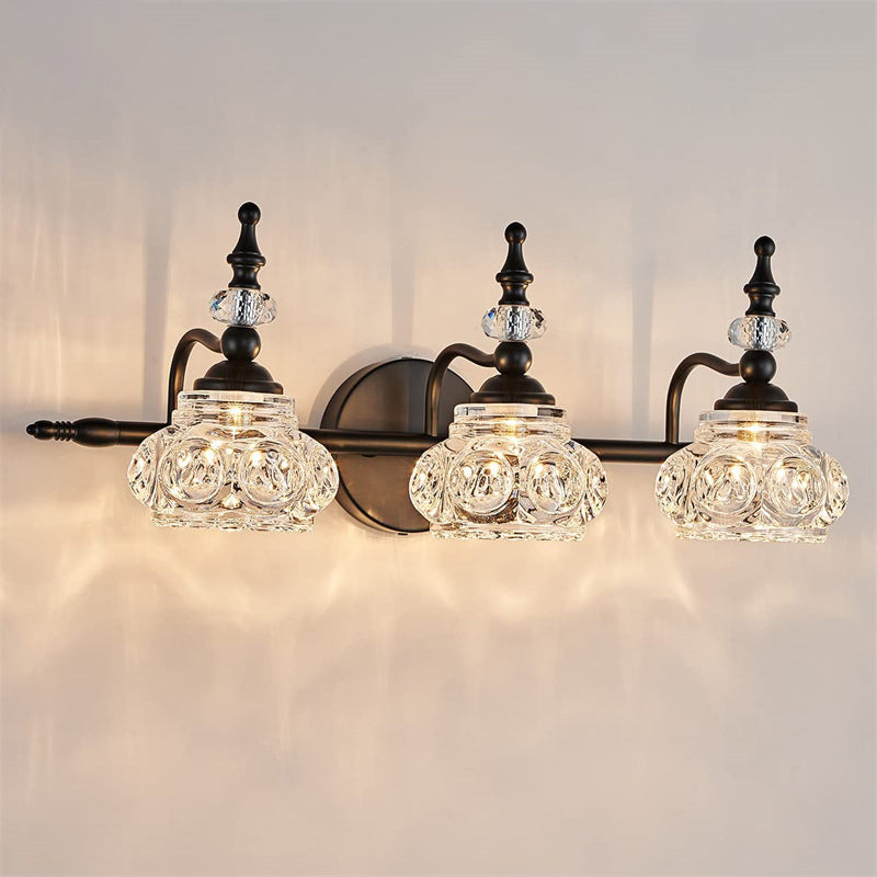 Iron Glass Round Petal 3-Light Wall Lamp