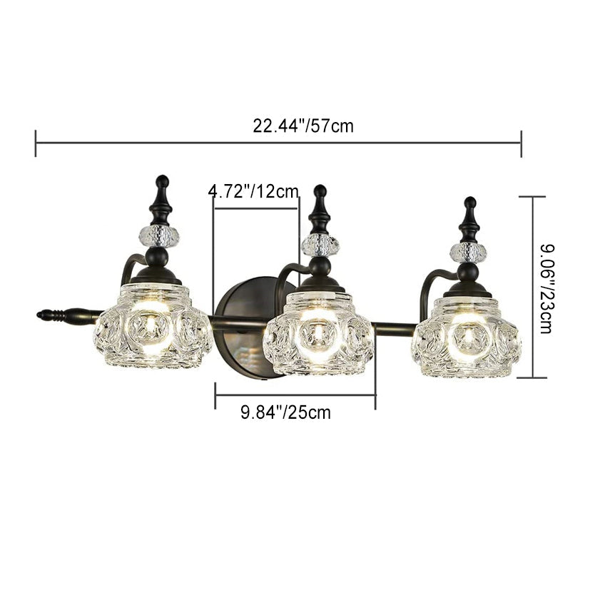 Iron Glass Round Petal 3-Light Wall Lamp