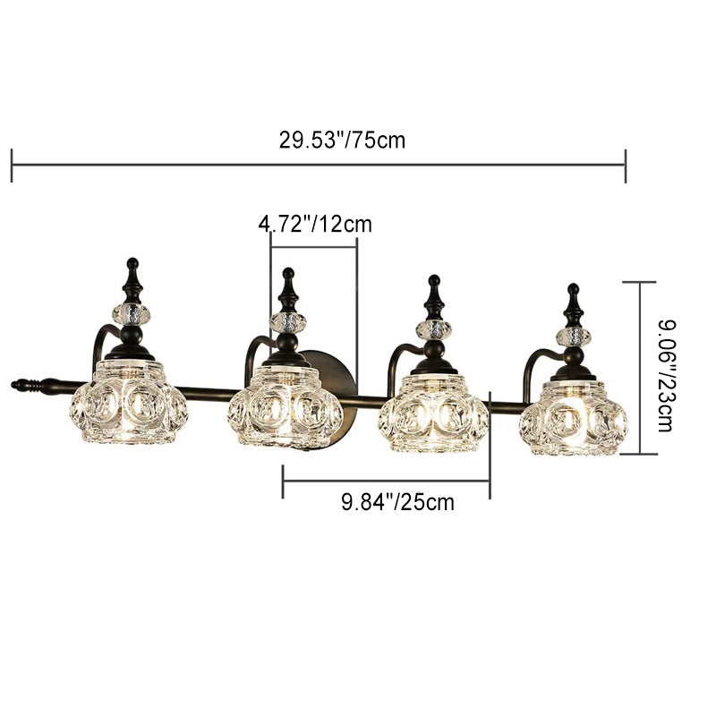 Iron Glass Round Petal 3-Light Wall Lamp