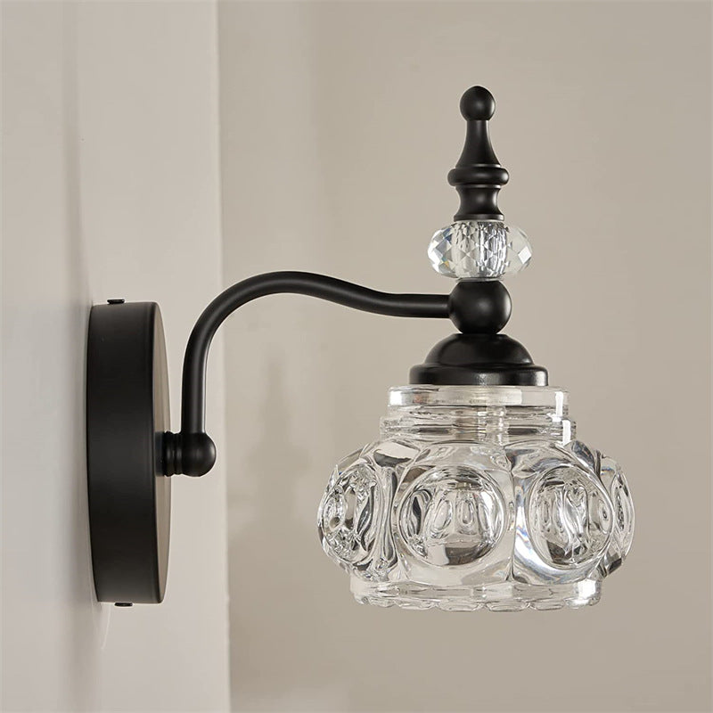 Iron Glass Round Petal 3-Light Wall Lamp