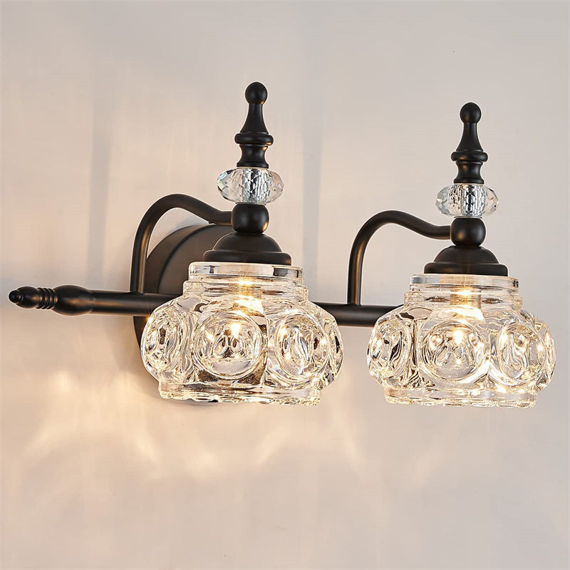 Iron Glass Round Petal 3-Light Wall Lamp