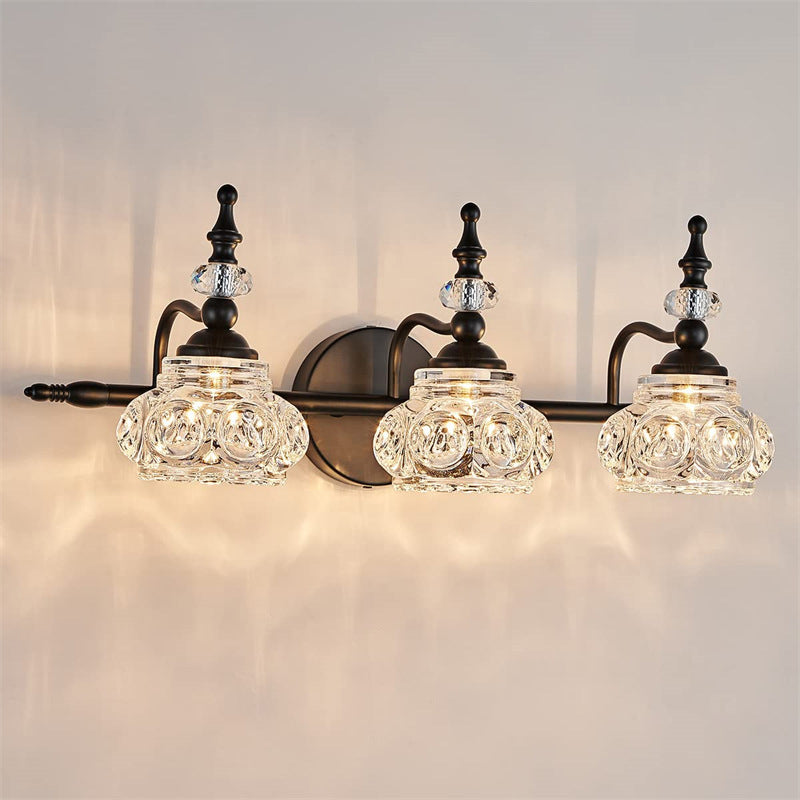 Iron Glass Round Petal 3-Light Wall Lamp