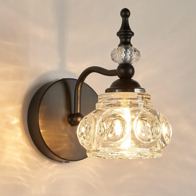 Iron Glass Round Petal 3-Light Wall Lamp