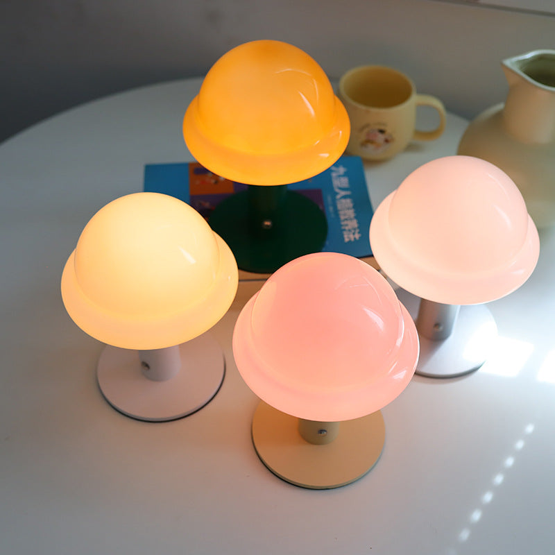 Rechargeable Iron Glass Hat Table Lamp