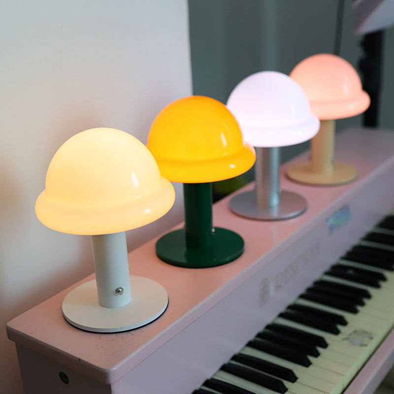 Rechargeable Iron Glass Hat Table Lamp