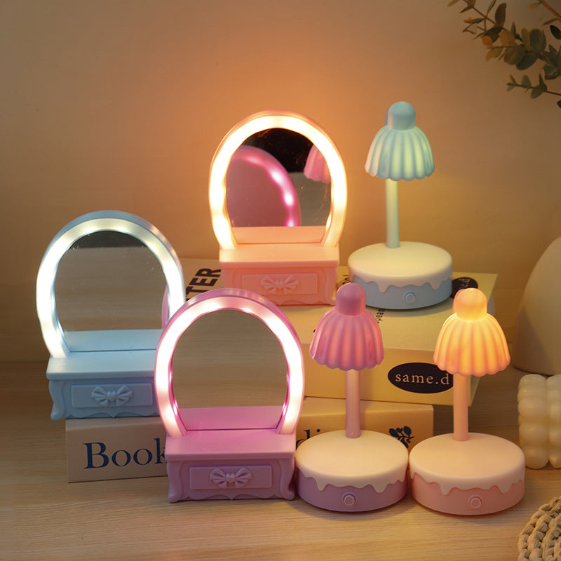 Battery Plastic Mirror Flower Table Lamp