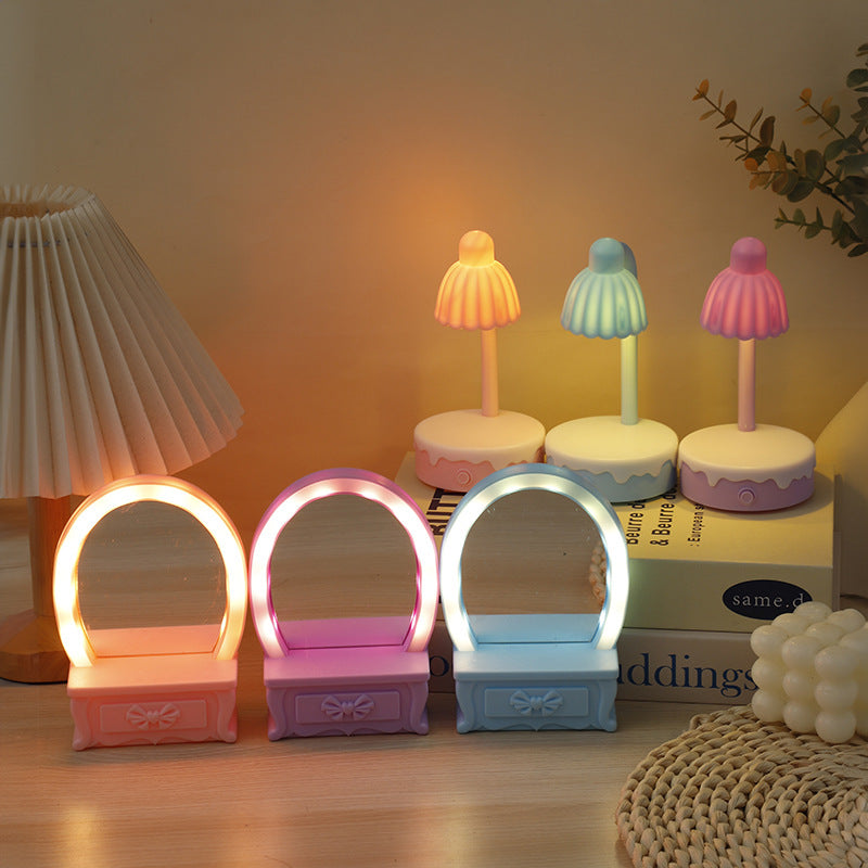 Battery Plastic Mirror Flower Table Lamp