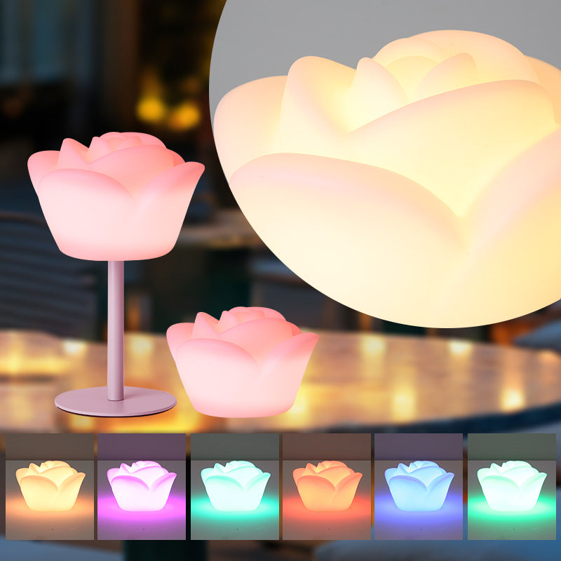 Rechargeable PE Rose Table Outdoor Light