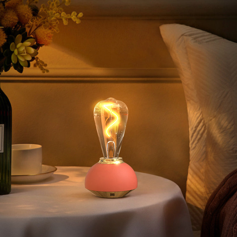 Rechargeable Aluminum Glass Bedside Table Lamp