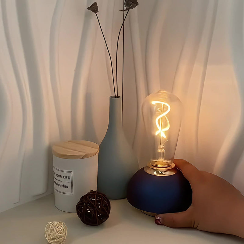 Rechargeable Aluminum Glass Bedside Table Lamp