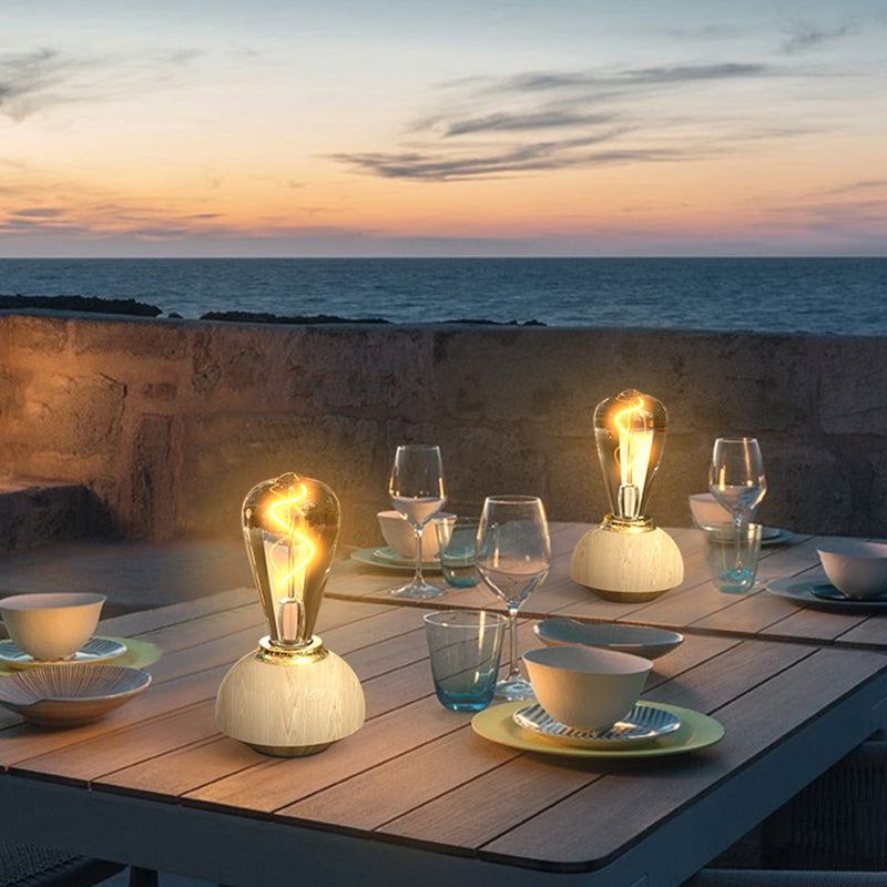 Rechargeable Aluminum Glass Bedside Table Lamp