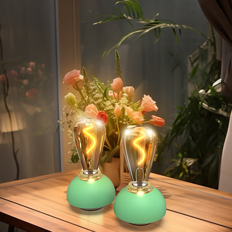 Rechargeable Aluminum Glass Bedside Table Lamp