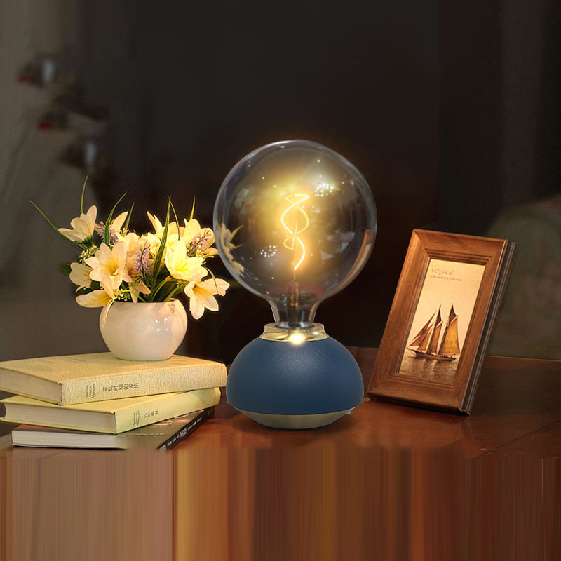 Rechargeable Aluminum Glass Bedside Table Lamp