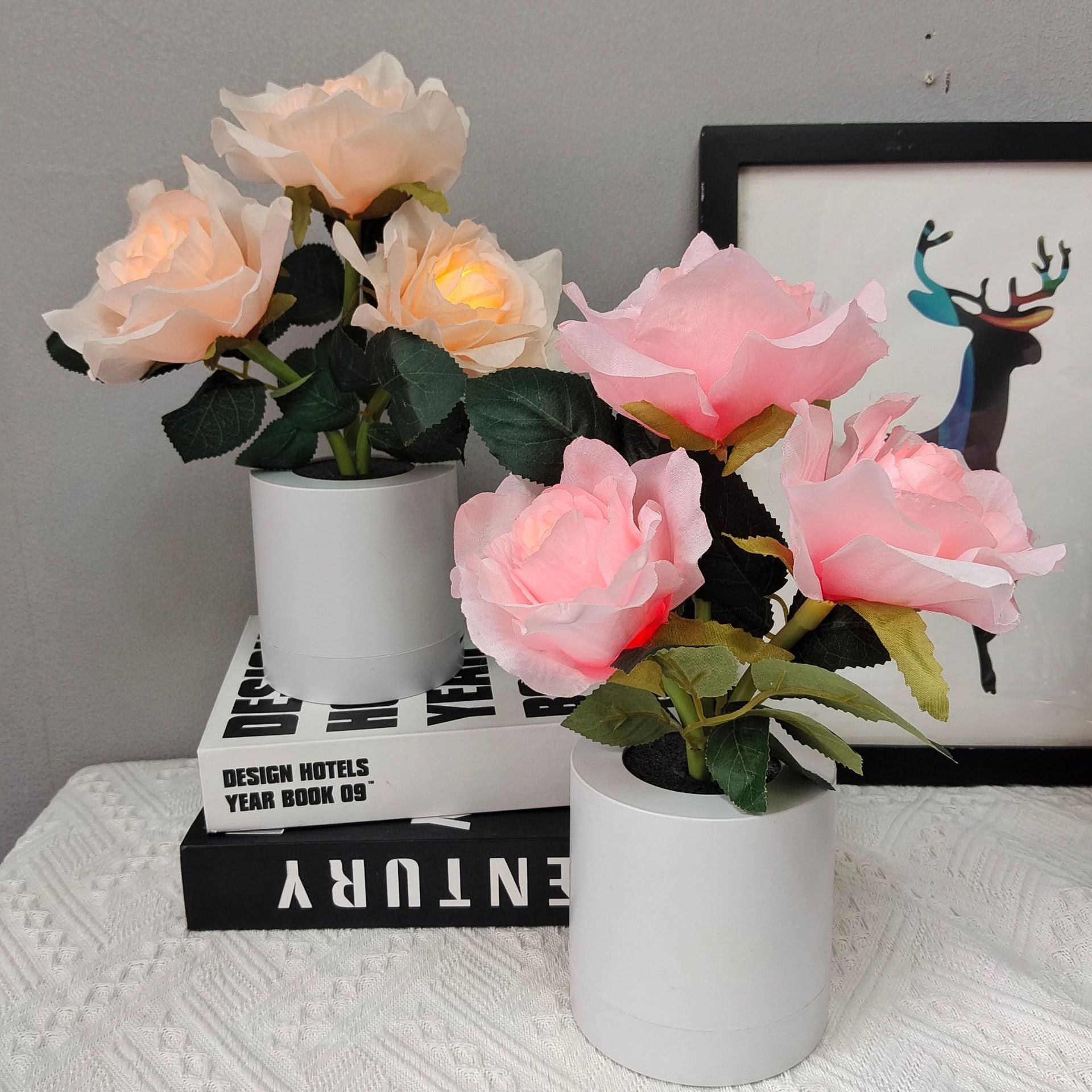 Rechargeable Plastic Fabric Flower Table Lamp