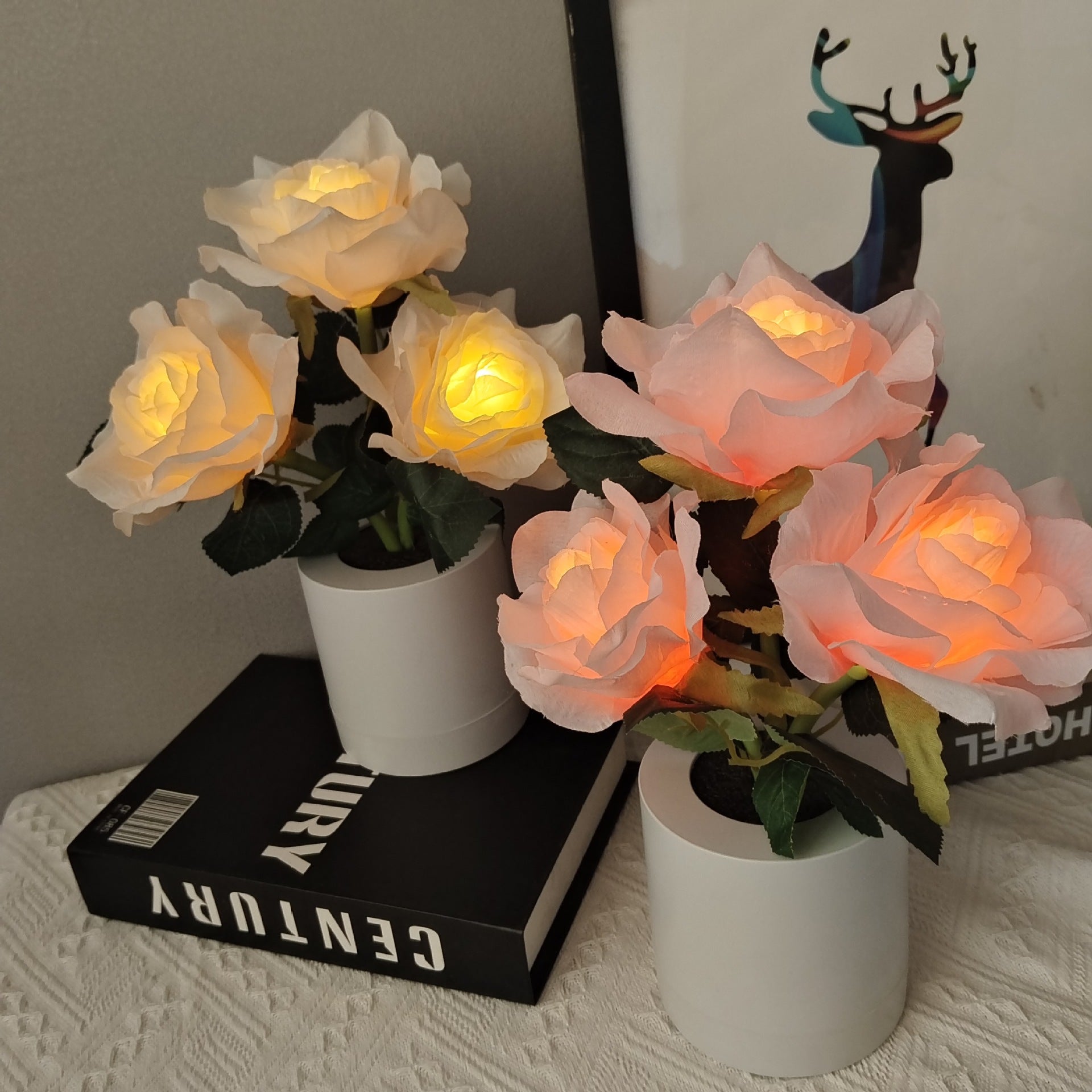 Rechargeable Plastic Fabric Flower Table Lamp