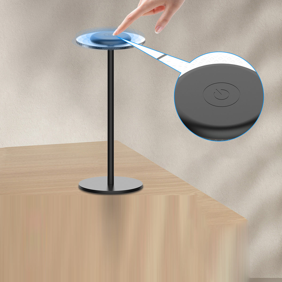 Rechargeable Round Square Iron Table Lamp