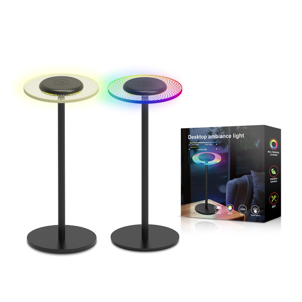 Rechargeable Round Square Iron Table Lamp